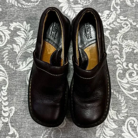 Born Women's Brown Slip-On Wedge Shoes Size 7.5 Casual Comfort - Picture 2 of 7